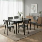 80X130 AÇILABİLİR KELEBEK MASA VE 6 ADET ELMA SANDALYE