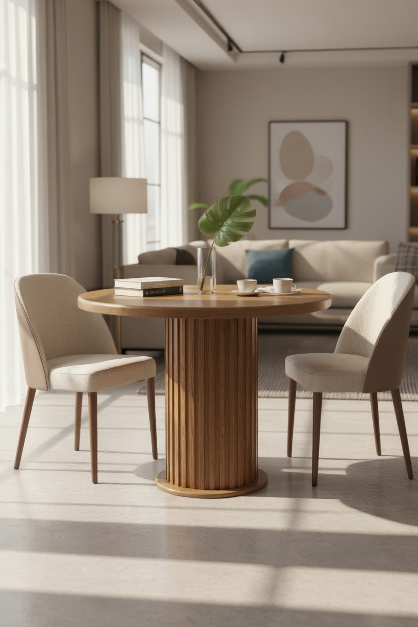 AURA YUVARLAK BOHEM 90X90 MDF MASA - Görsel 3