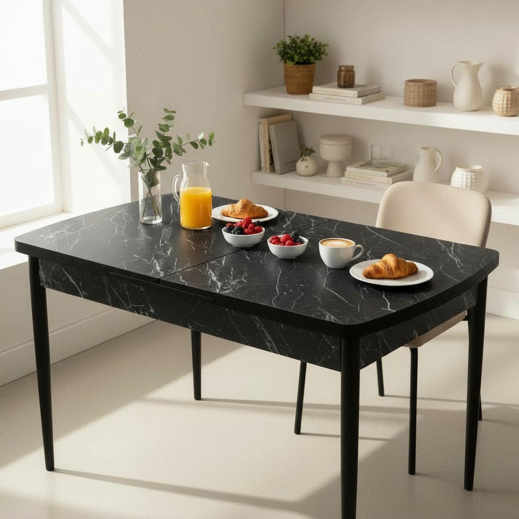 80X130 AÇILABİLİR KELEBEK MASA VE 6 ADET ELMA SANDALYE - Görsel 4
