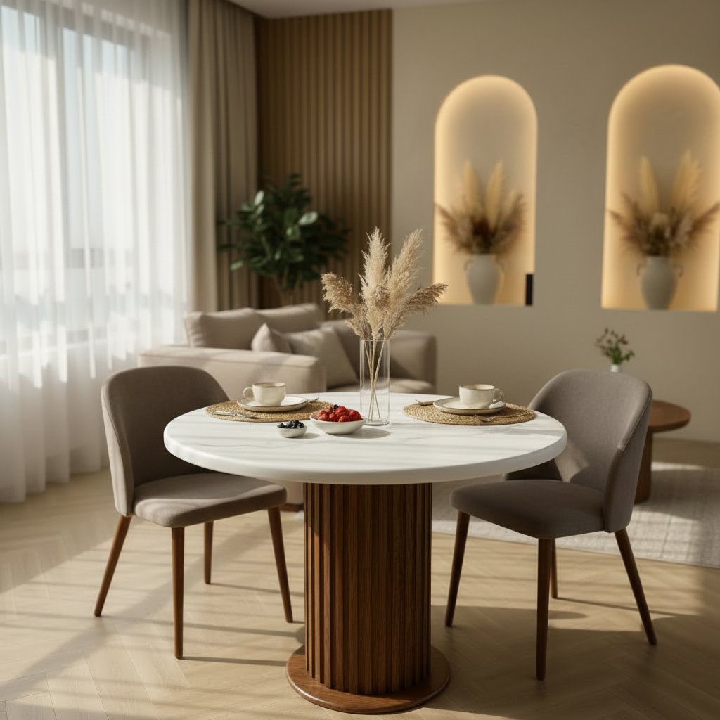 AURA YUVARLAK BOHEM 90X90 MDF MASA - Görsel 3